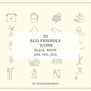 Nachhaltiges Icon Set/Zero Waste/Umweltfreundliche Illustration/Recycling/Umwelt/Grünes Leben/Planer Icon Set/Umrissene Symbole/Line Art/ Vektor