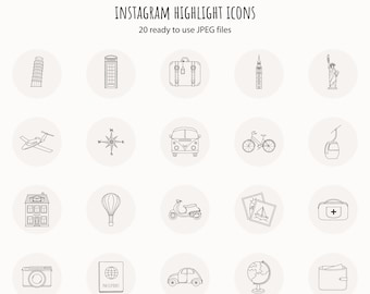 Instagram Story Highlight Icons Summer Instagram Story Covers Social Media Icons Hand Drawn Icons Adventure Travel Icons Highlight Icon Set