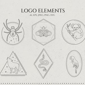 Logo Elements Vector illustrations/Tattoo design PNG/Animal illustration SVG/Insect Clip Art/Logo creator/Instagram highlights/Mystic icons