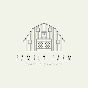 Farmhouse Premade Logo, Barn Line Logo, Farm outline logo, Ranch Logo, Farming logo,Gardening logo,Organic Logo,Hand drawn logo,Minimalistic
