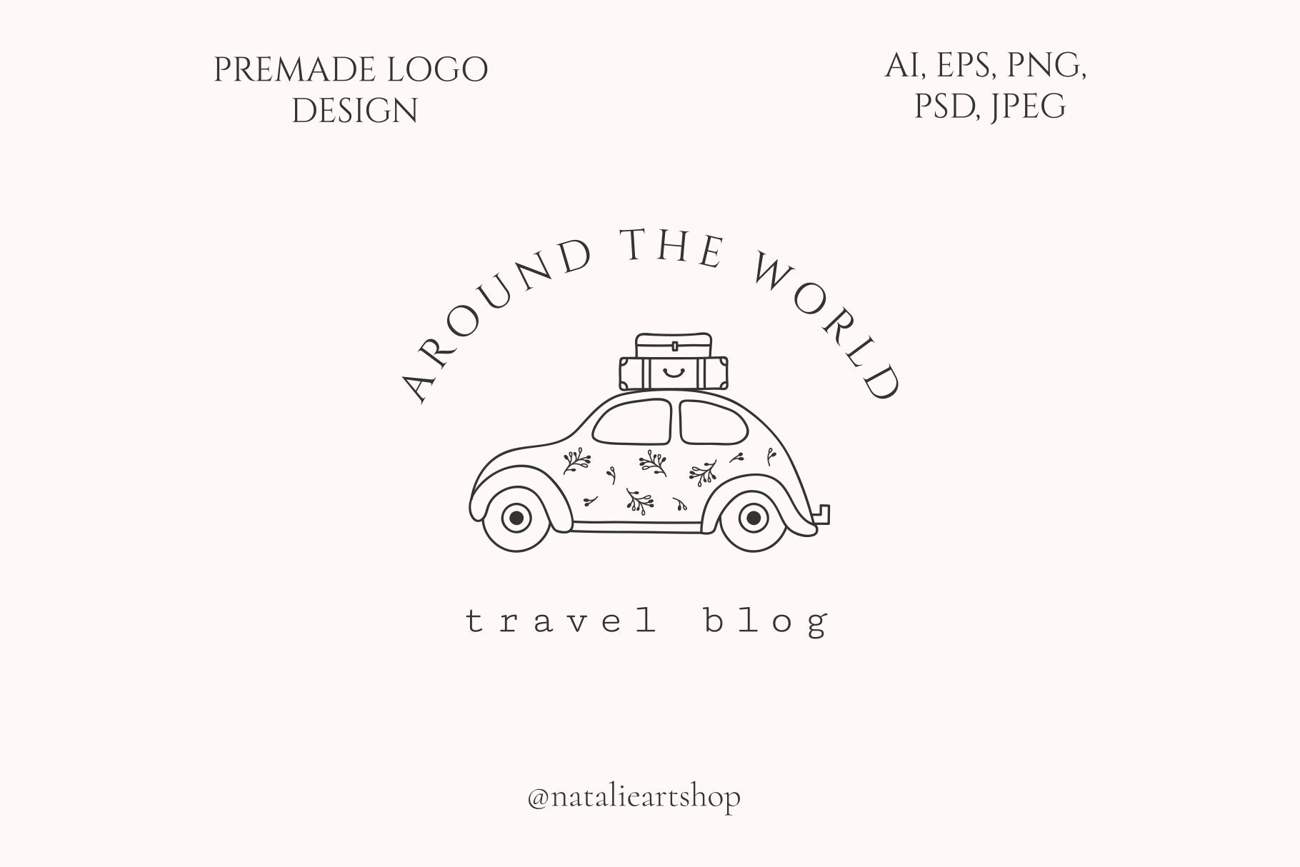 Premade Logo Design. Traveling Logo. Travel Logo. Travel Blog 