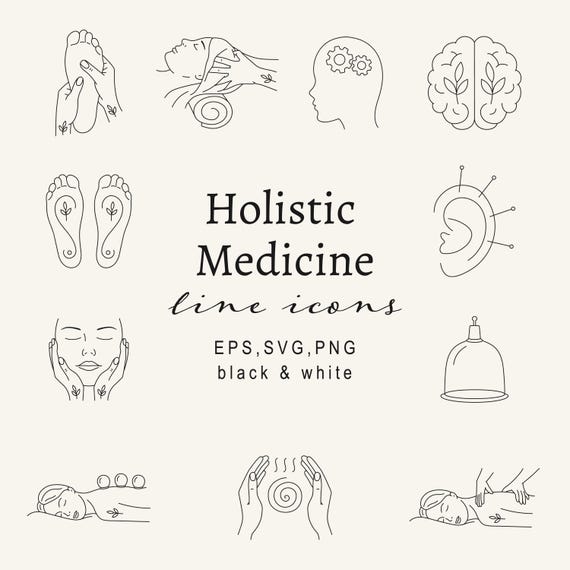 Holistic Alternative Medicine, Minimalist Wellness Self-Care Line Art Icons PNG, Spa, Massage, Acupuncture, Meditation, Outlined icons SVG