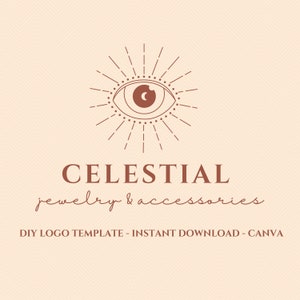 Logo Template Canva/Editable Logo Design/DIY Celestial Logo/Eye Logo/Minimal Logo/Magic/Boho Logo/Yoga Logo/Mystic/Esoteric/Instant Download