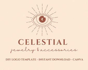 Logo Template Canva/Editable Logo Design/DIY Celestial Logo/Eye Logo/Minimal Logo/Magic/Boho Logo/Yoga Logo/Mystic/Esoteric/Instant Download