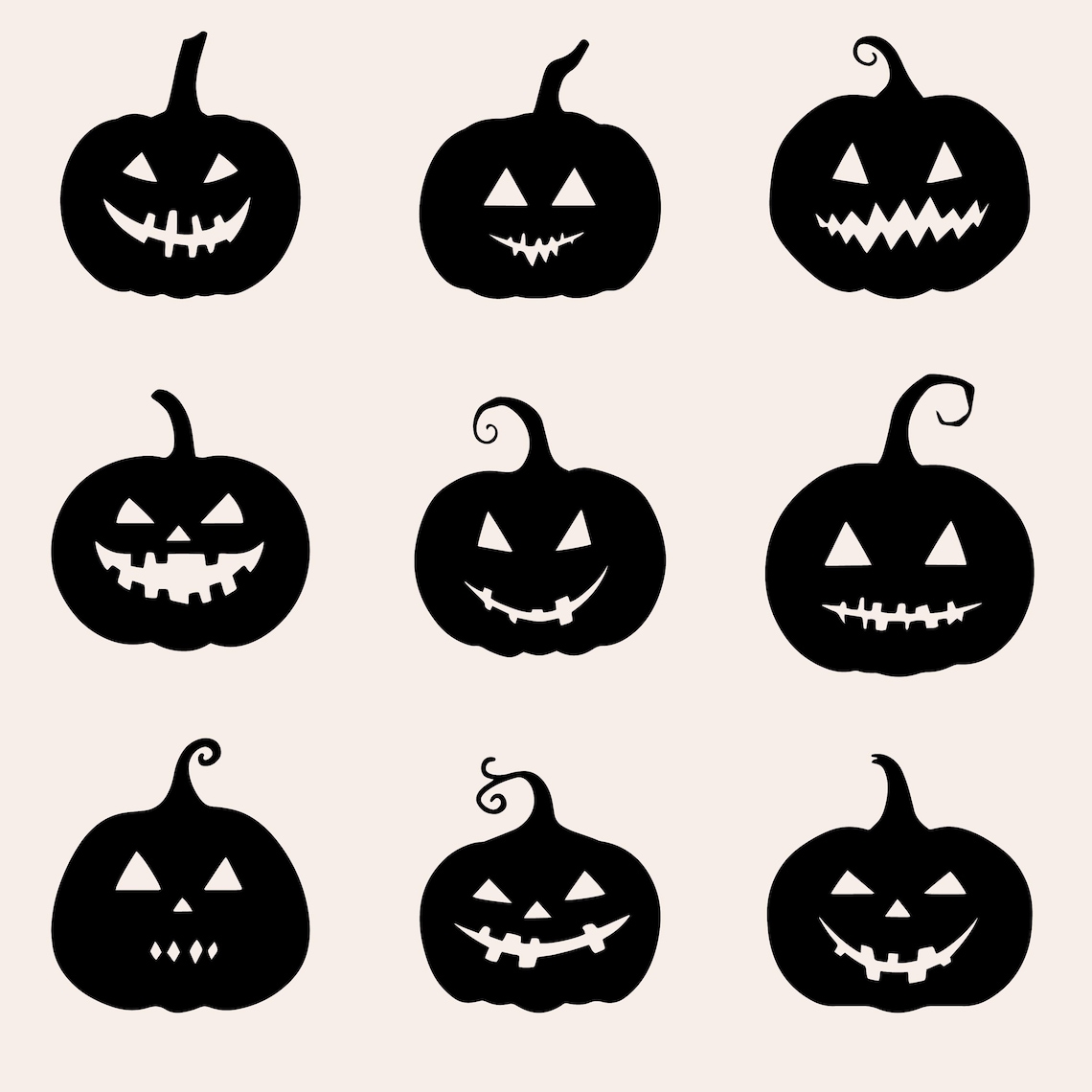 Halloween Pumpkin Silhouette Svg Bundle, Jack-o-lanterns Svg, Halloween ...