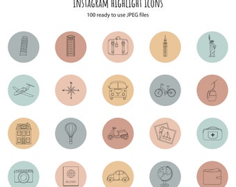 Instagram Story Highlight Icons Summer Instagram Story Covers Social Media Icons Hand Drawn Icons Adventure Travel Icons Highlight Icon Set