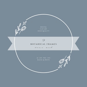 Telai botanici Line Art e fiori di greatte Clip Art SVG Floral Wreaths PNG Flower Wedding Invitation ornamento botanico Botanico digitale EPS