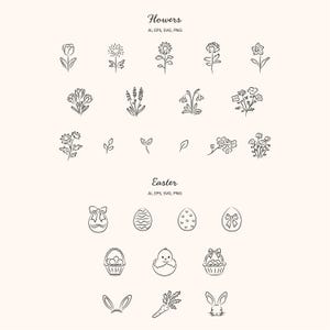 Lente lijntekeningen illustratieset | Bloemenillustraties PNG, SVG, EPS afbeelding 5