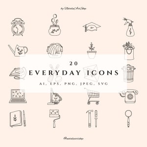 Everyday Planner Line Icon Set,EPS Stickers,Everyday Objects,Daily Schedule,Logo element,Clip Art PNG sticker,Routine Instagram highlight