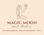 Logo Template Canva/Editable Logo Design/DIY Celestial Logo/Woman Logo/Minimal Logo/Magic/Boho Logo/Yoga Logo/Mystic/Soul/Instant Download