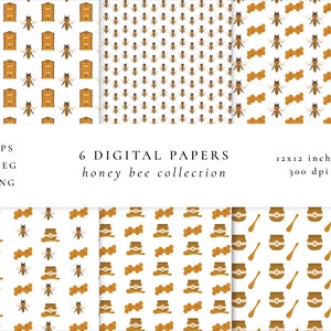 Honing bij digitale papier pack / bijenkorf naadloos patroon / plakboek papier set / Honingraat digitale achtergrond / afdrukbaar / Hive Patroon / Commercieel gebruik