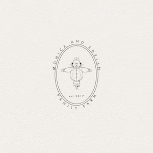 Scarecrow premade logo-Farm logo-Garden logo design-Farmers market-Farming-Gardening Line Logo-Outline logo-SVG-Premade logo-Harvest logo