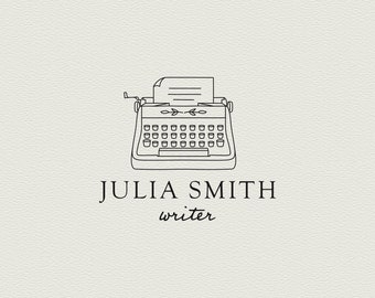 Typewriter Logo/Premade Logo Design/Logo Stamp/Writer Logo/Hand Drawn/Branding/Vintage Typewriter/Author Logo/Blogger/Watermark/Line Logo