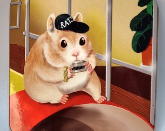 Bling harmonica hamster coaster