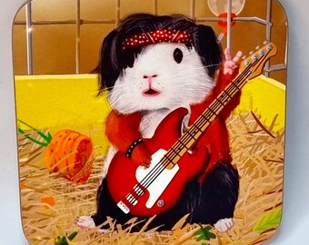 Guinea pig rock bassist coaster