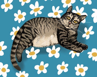 Crazy daisy tabby cat coaster