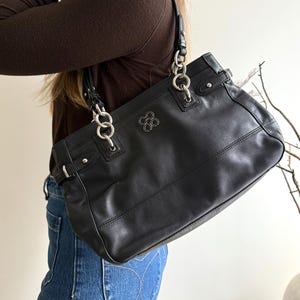 Authentic Coach Colette Black Leather Carryall Shoulder Bag - Excellent Condition