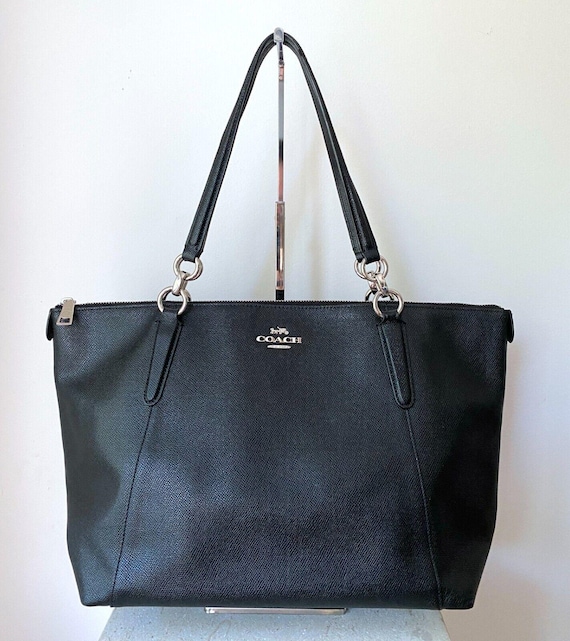 Coach Ava Tote Crossgrain Black Leather Shoulder Tote Bag