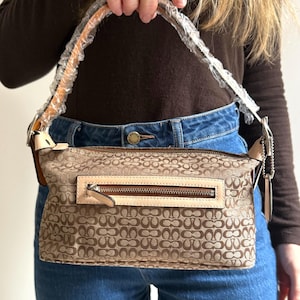 AS NEW Vintage Coach 9363 Brown Signature Canvas Shoulder Bag Y2K From 2005