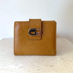 GUCCI Tan Folding Wallet with Silver Hardware