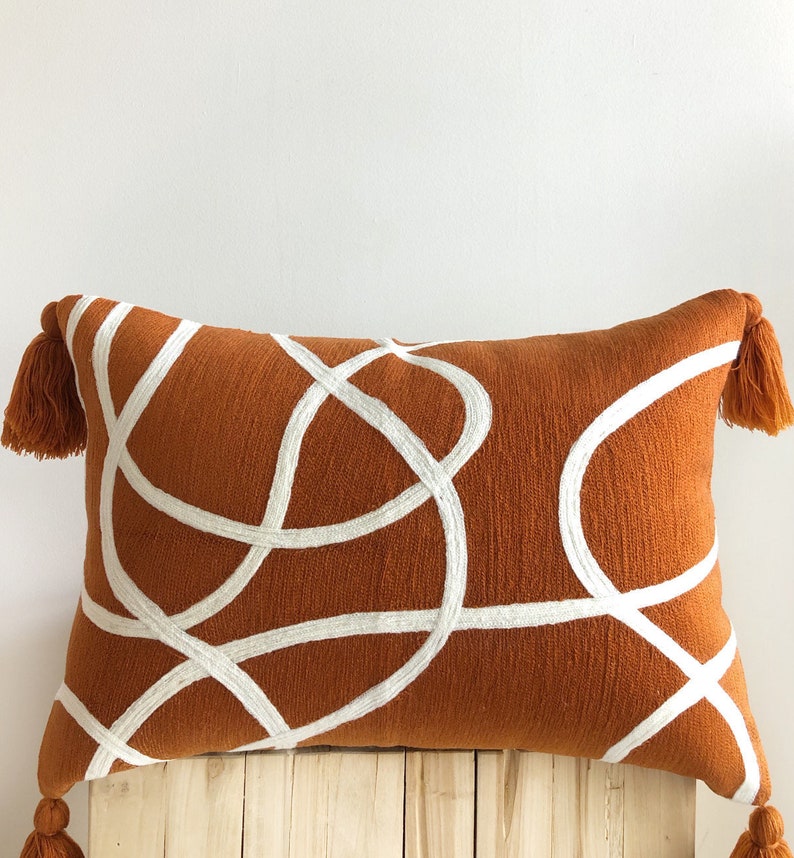 Burnt Orange Lumbar Raw Cotton Pillow Cover. Handdyed rust Etsy