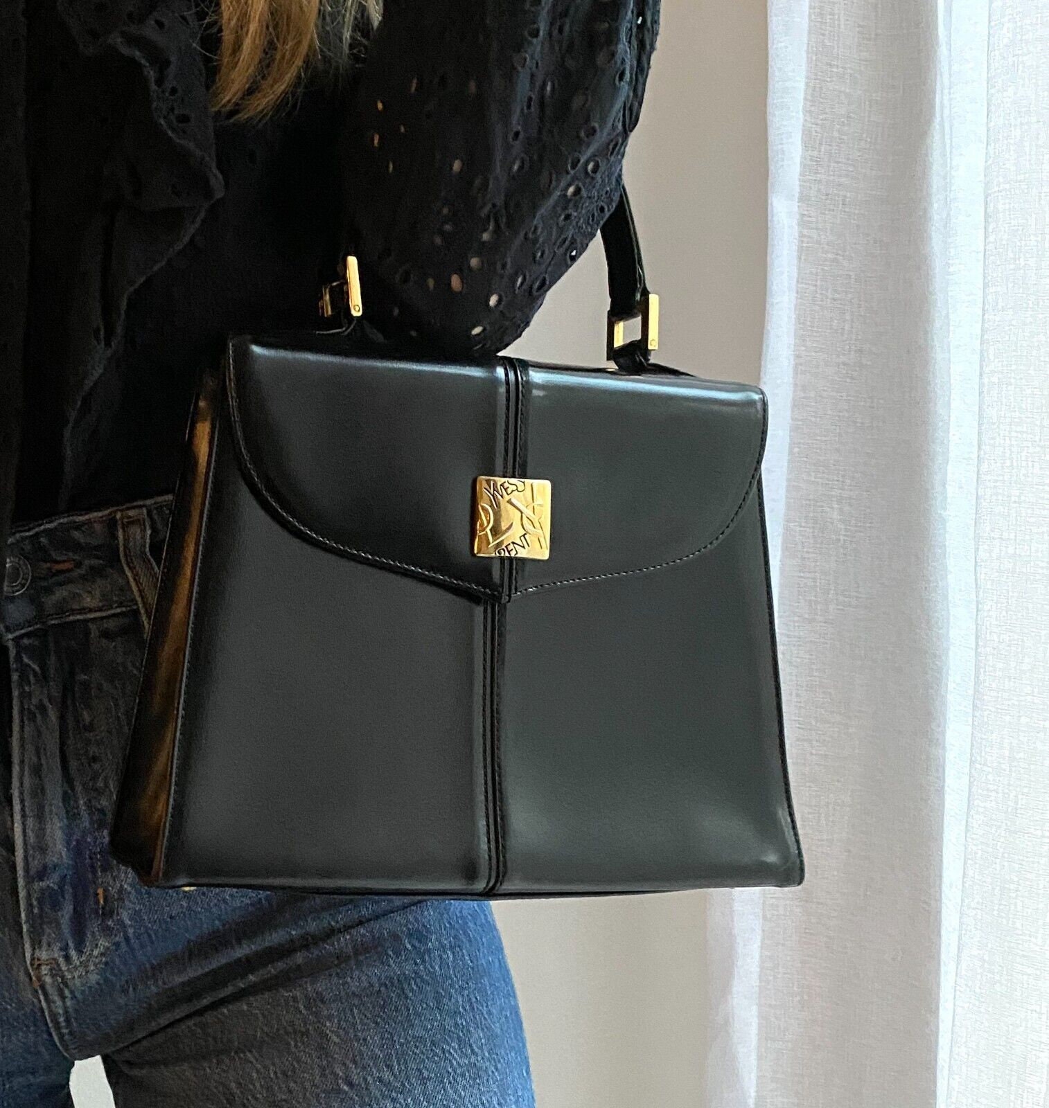 n*w様 Yves Saint Laurent ゴールドレザー バッグ YSL New Double Pouch With Chain Strap - Vintage Lux