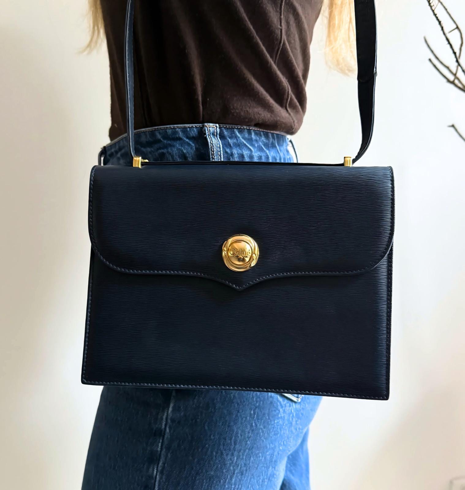 Chloé Silverado leather hand bag black Chloe Silverado Boston Bag Leather Shoulder Bag Black