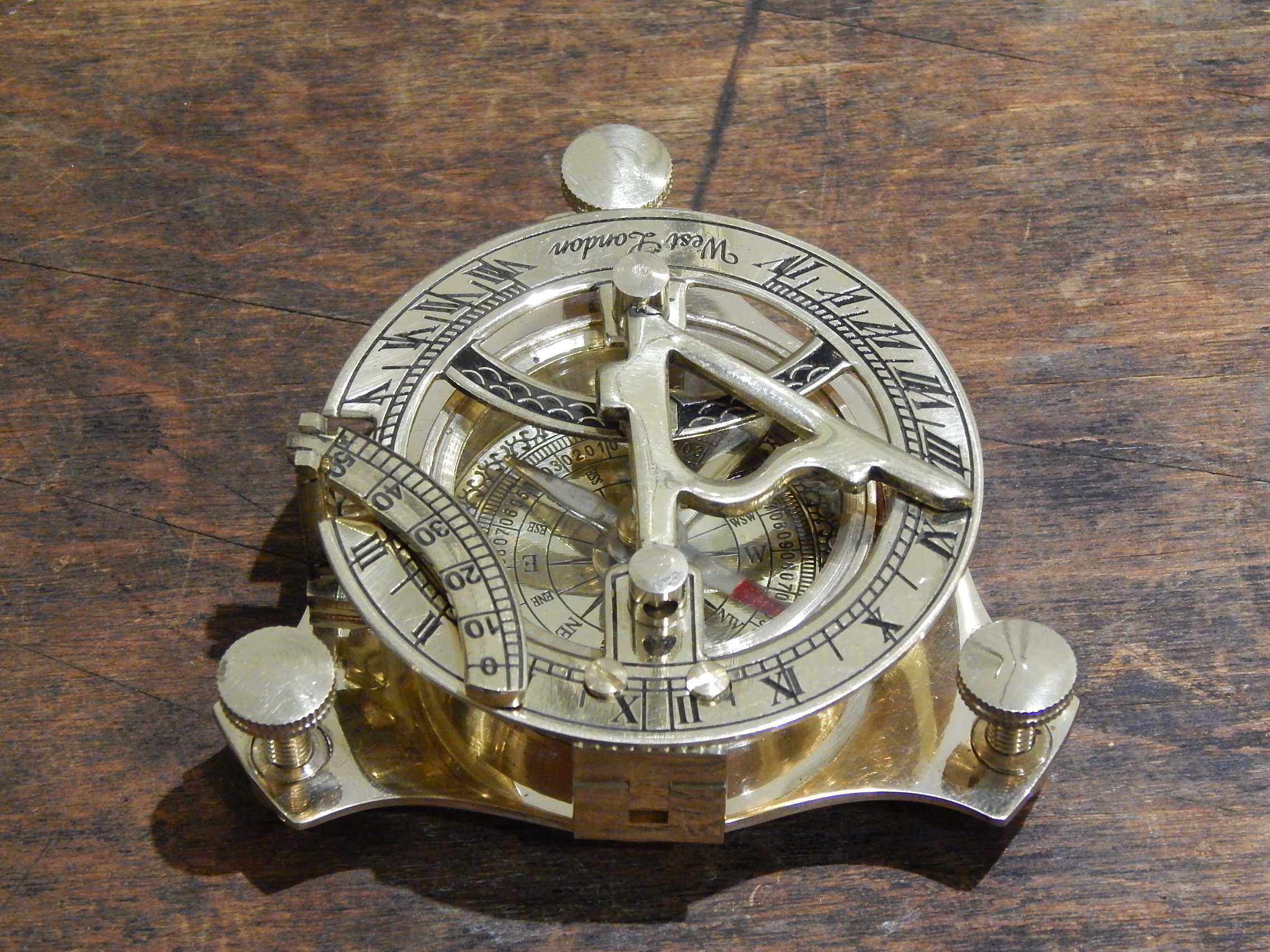 Adjustable Brass Sundial Compass