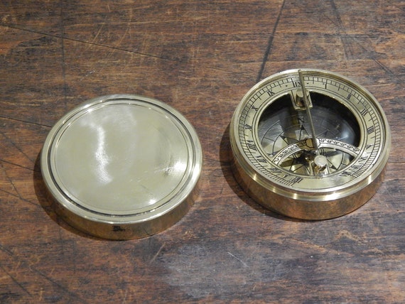 Boot Polish Style Compass sundail can be engraved with your message 24 hour turn a round