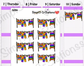 Clothes Line With Rainbow Ombre Clothes Sticker Sheet