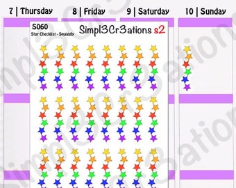 Squiggly Star Checkliste Aufkleber Blatt