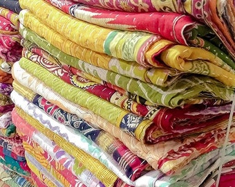 Details about / Vintage Kantha Quilt Handmade Queen Throw Bedspread Antique Reversible Blanket