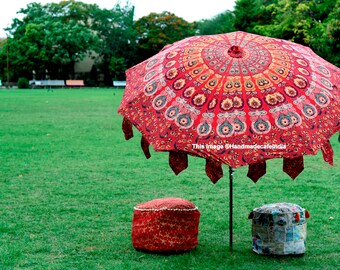 patio paraplu 72 Accessoires Paraplus & regenaccessoires Antieke wit en zwarte kleur Mandala Multi Art Tuin paraplu Indiase handgemaakte decoratieve paraplu violette tuinparasols 
