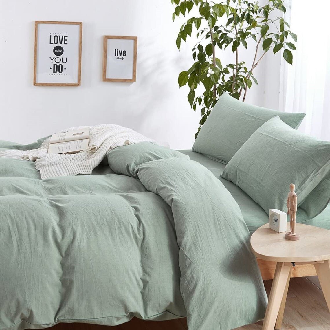 3 Pc Cotton Duvet Cover in Sage Green Duvet Cover With Etsy