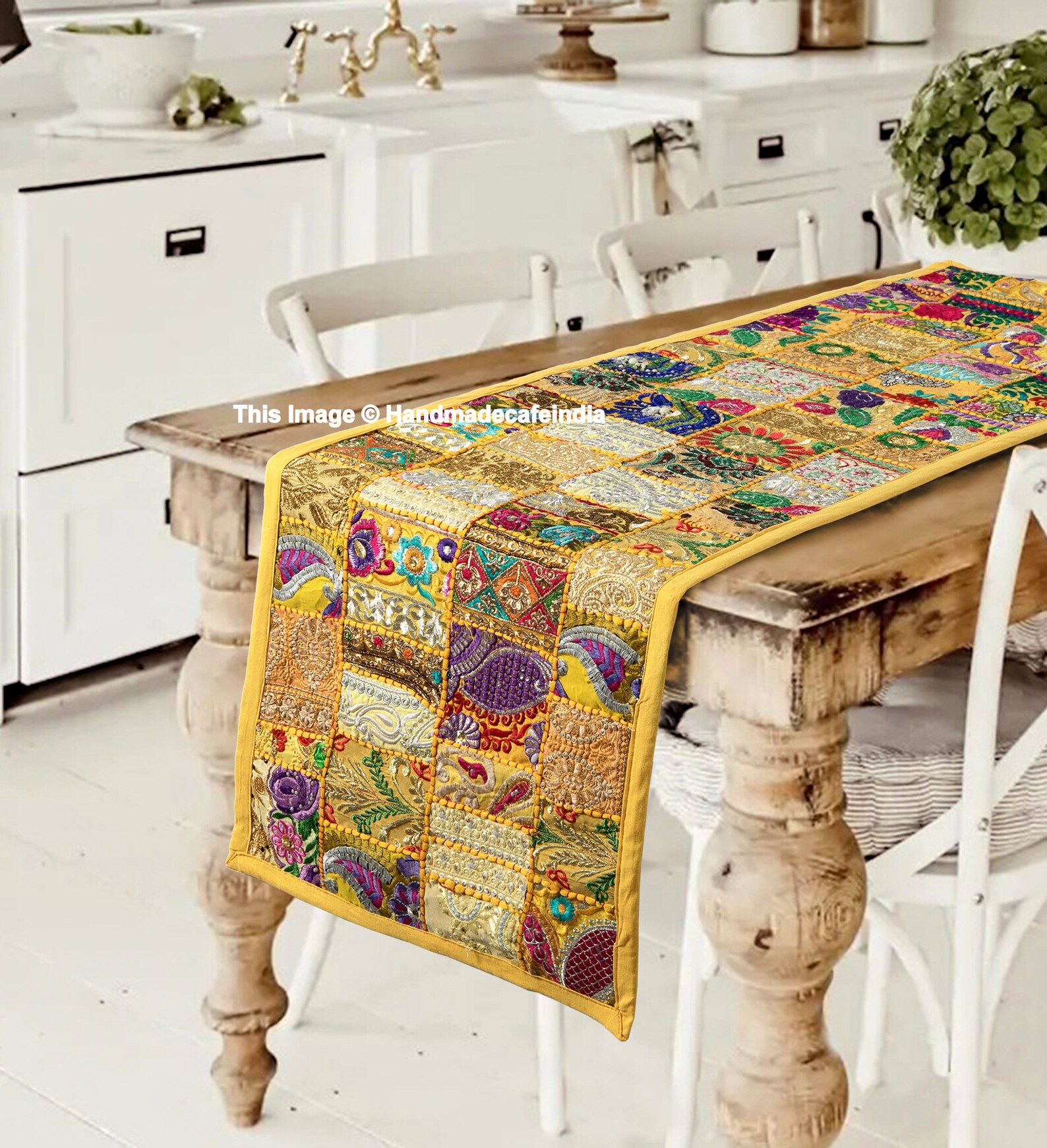 Indian Table Runner Room Decor Cloth Embroidered Patchwork Etsy