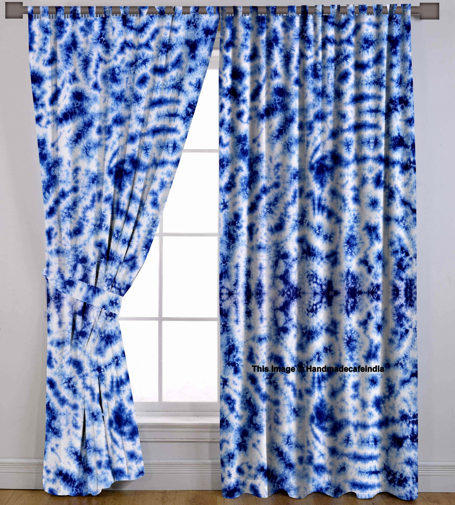Indigo Natural Tie Dye Cotton Curtain Shibori Handmade Indigo Etsy UK