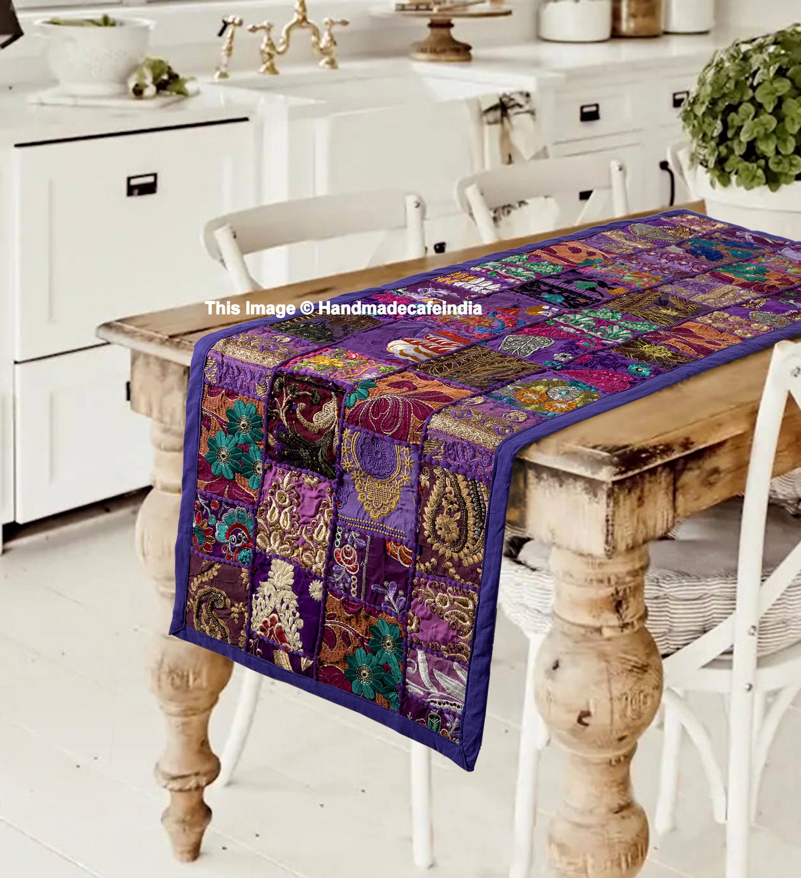 Indian Table Runner Room Decor Cloth Embroidered Patchwork Etsy