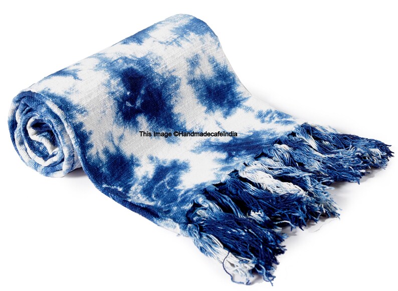 Indigo Hand Tie Dye Shibori Throw Blanket Boho Mud Cloth Throw Etsy