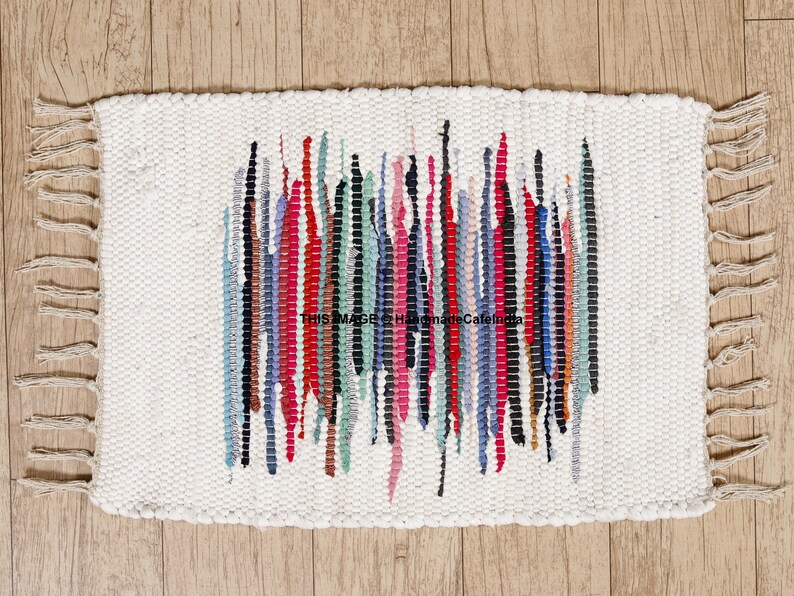 Chindi Rugs Door Mat Indian Handmade Traditional Tassel Rag Etsy