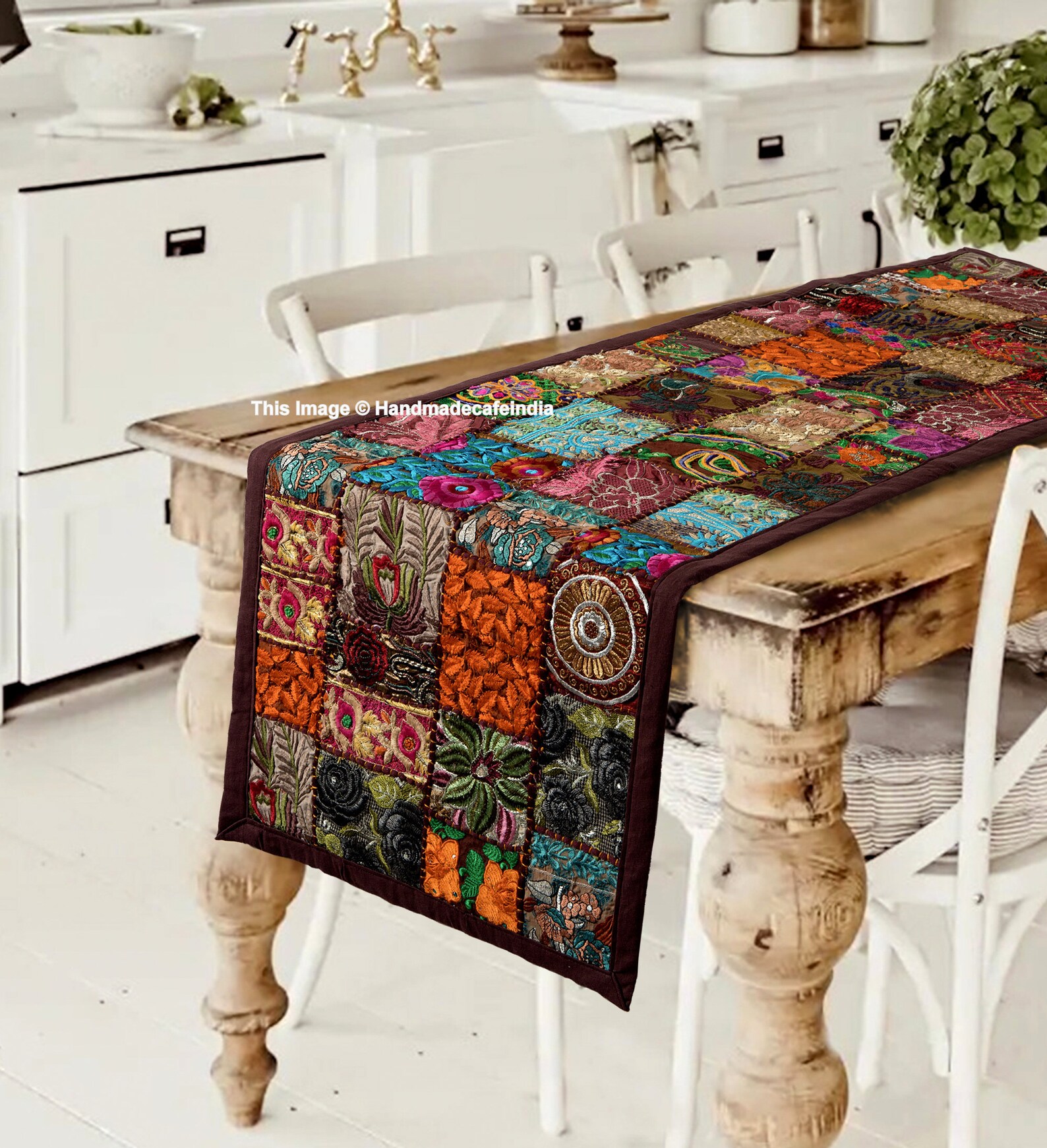 Indian Table Runner Room Decor Cloth Embroidered Patchwork Etsy