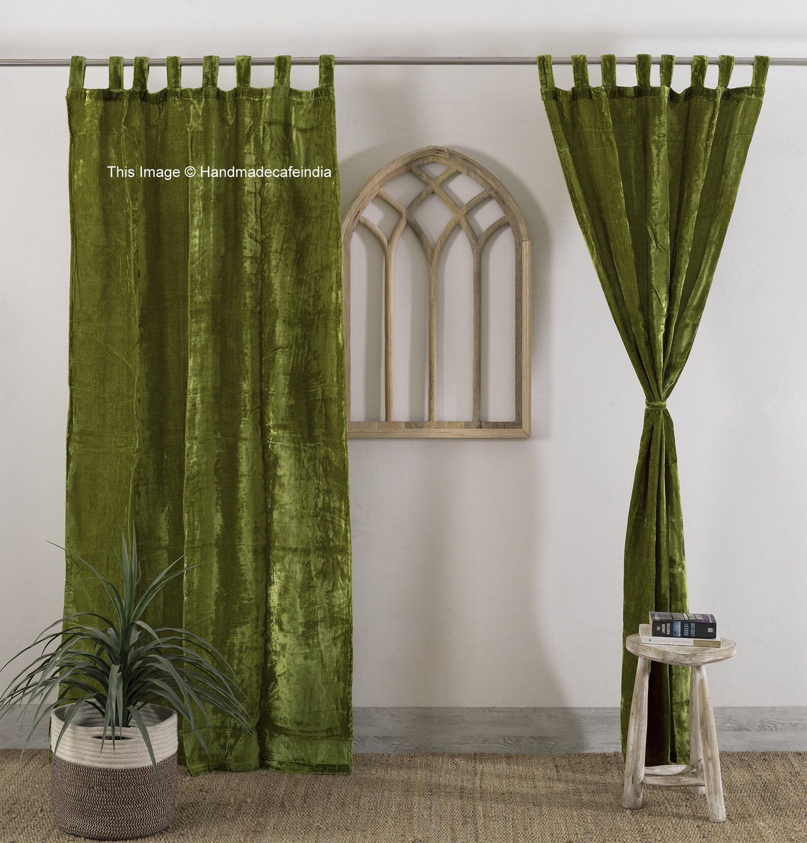 Luxury Velvet Curtain Green Velvet Curtain Bohemian Window Etsy