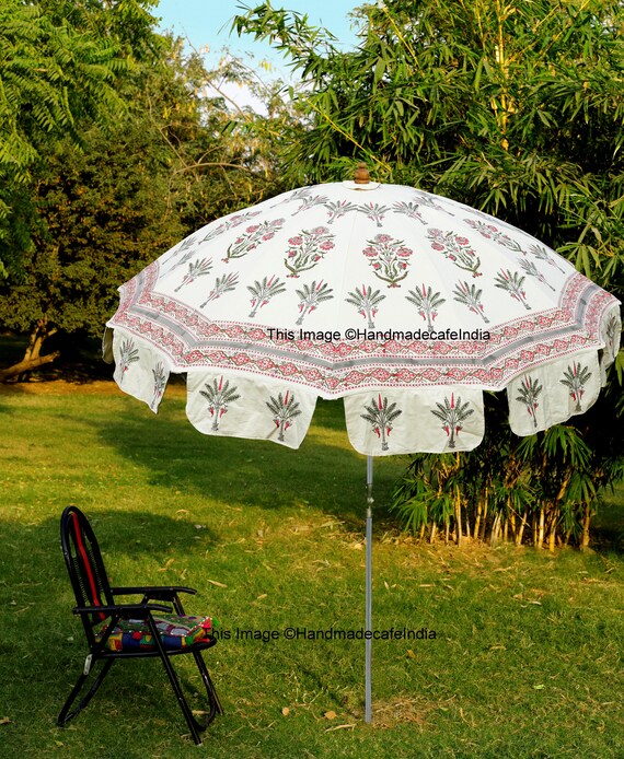 Indiase tuin parasol beste kwaliteit ooit met zeer sterk stalen frame roze bloemen plant handblok bedrukt decor parasol Trouwen Accessoires Paraplus strand decor 