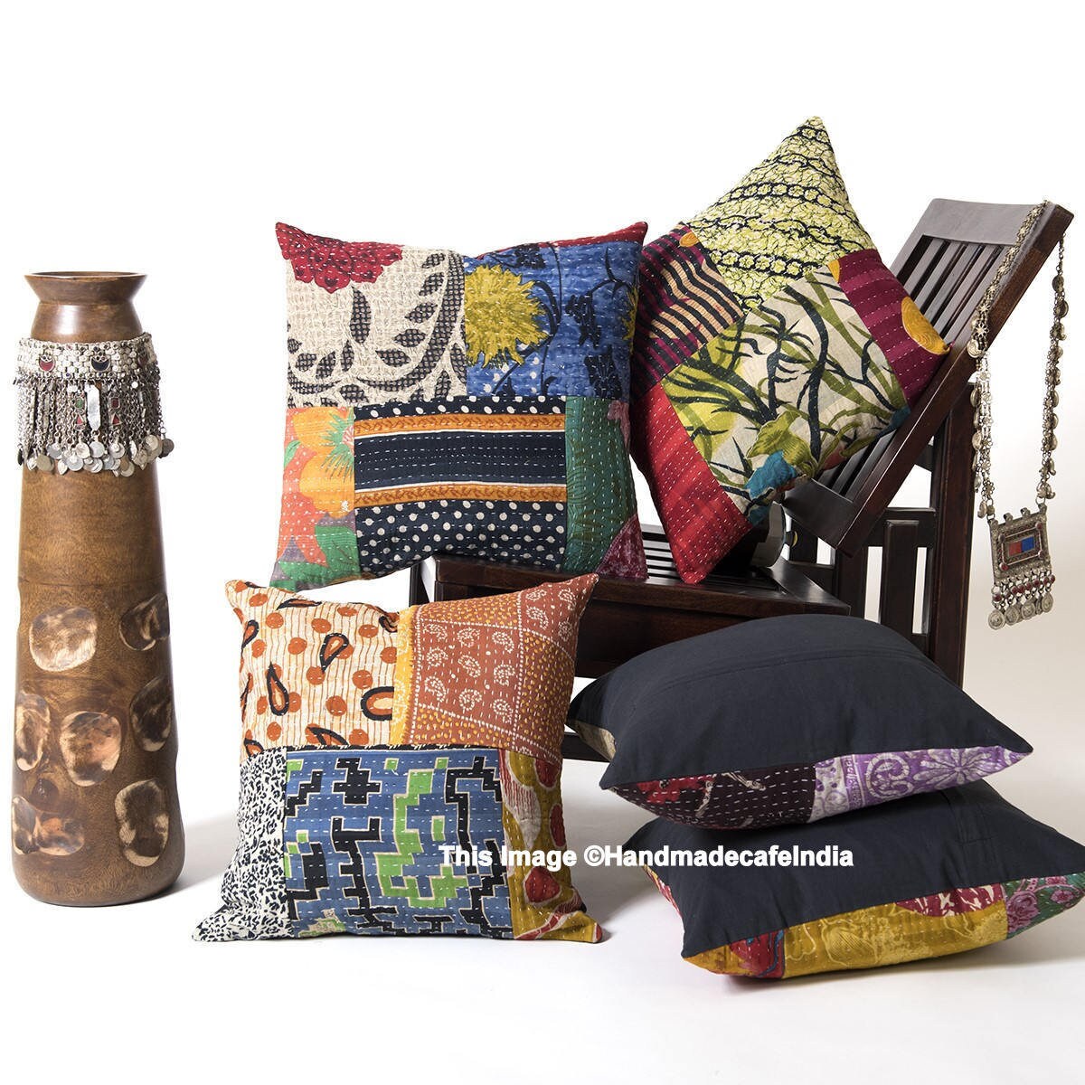 Colorful Printed Kantha Throw Couch Sofa Pillow Cushion Cover Case Boho Chic Ind Colorful Printed Kantha Throw Couch Sofa Pillow Cushion Cover Case Boho Chic Ind