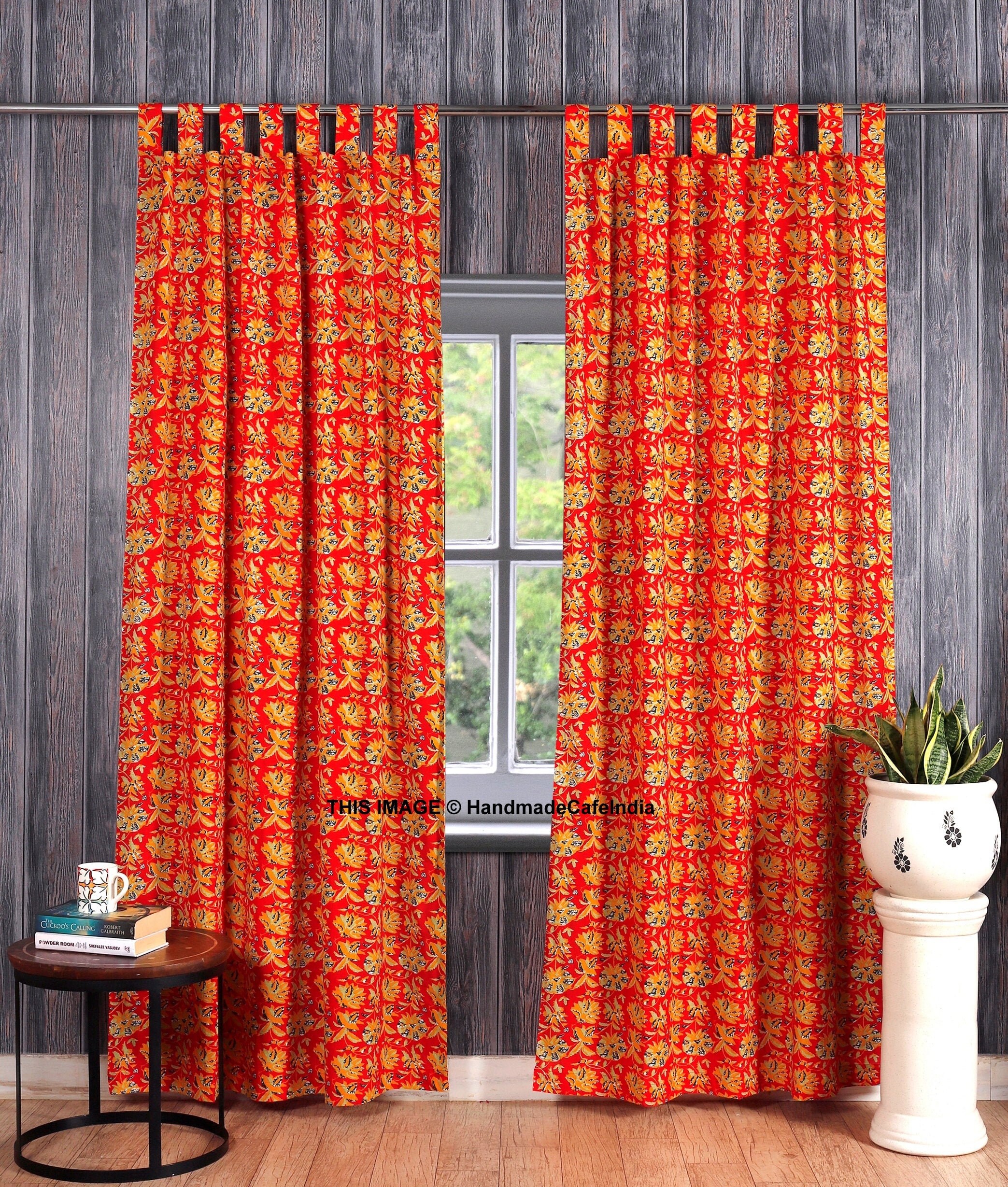 Cotton Floral Curtain Indian Printed 2 Panel Curtain Set Home Etsy