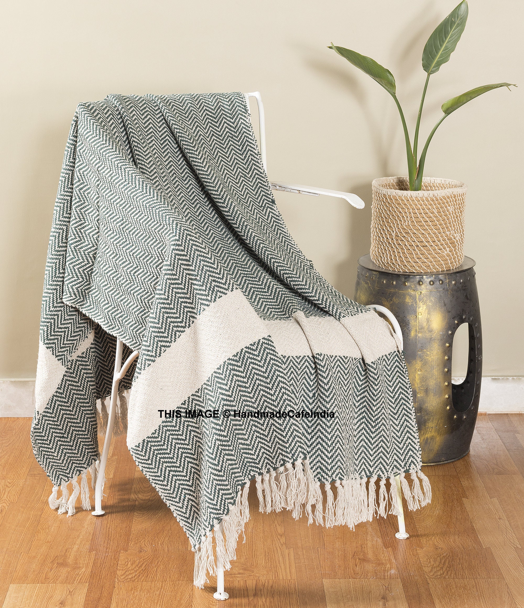 Dark Green Blanket Throw Herringbone Blanket Chevron Design Etsy