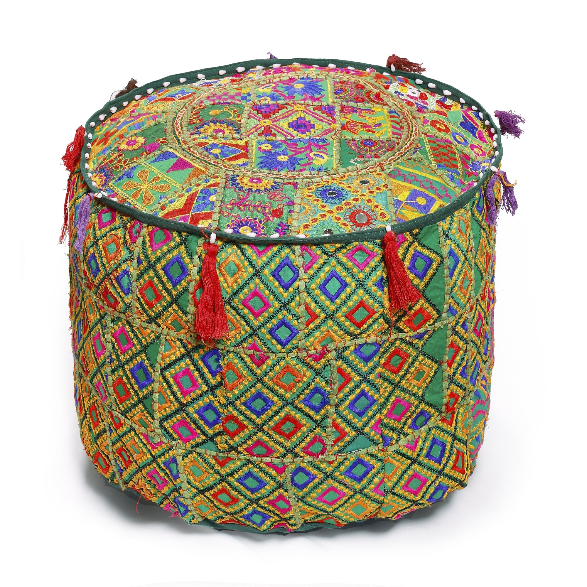 Innendeko Rund Ottoman Pouf Bezug Vintage Baumwollstoff | Etsy