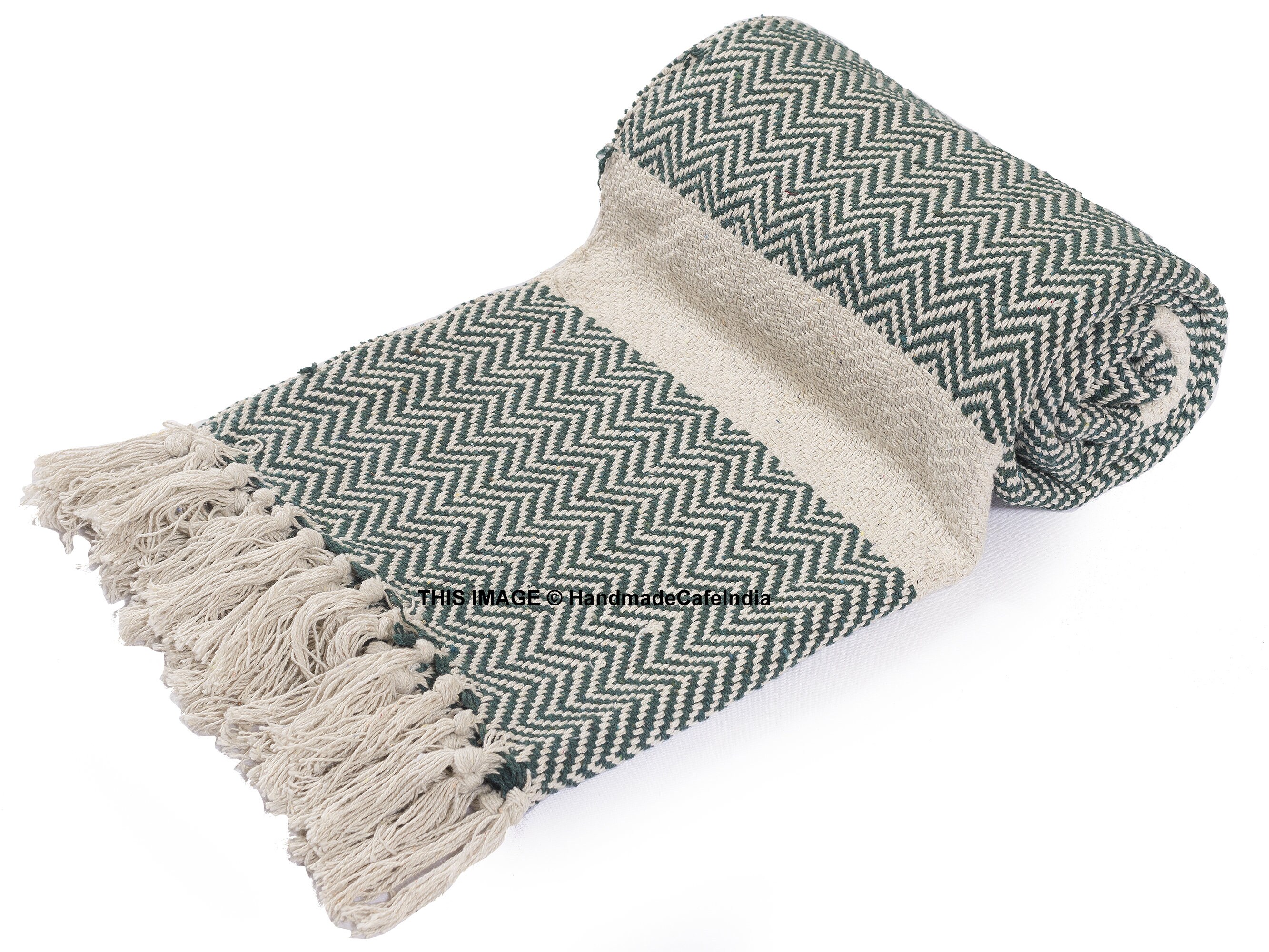 Dark Green Blanket Throw Herringbone Blanket Chevron Design Etsy