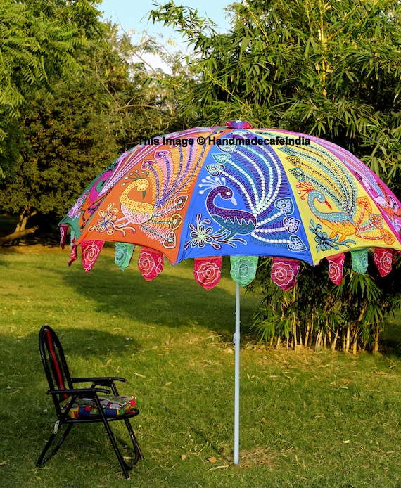 Mano Decorativa De La India Bordados Sombrilla boda playa Parasol Paraguas UK 