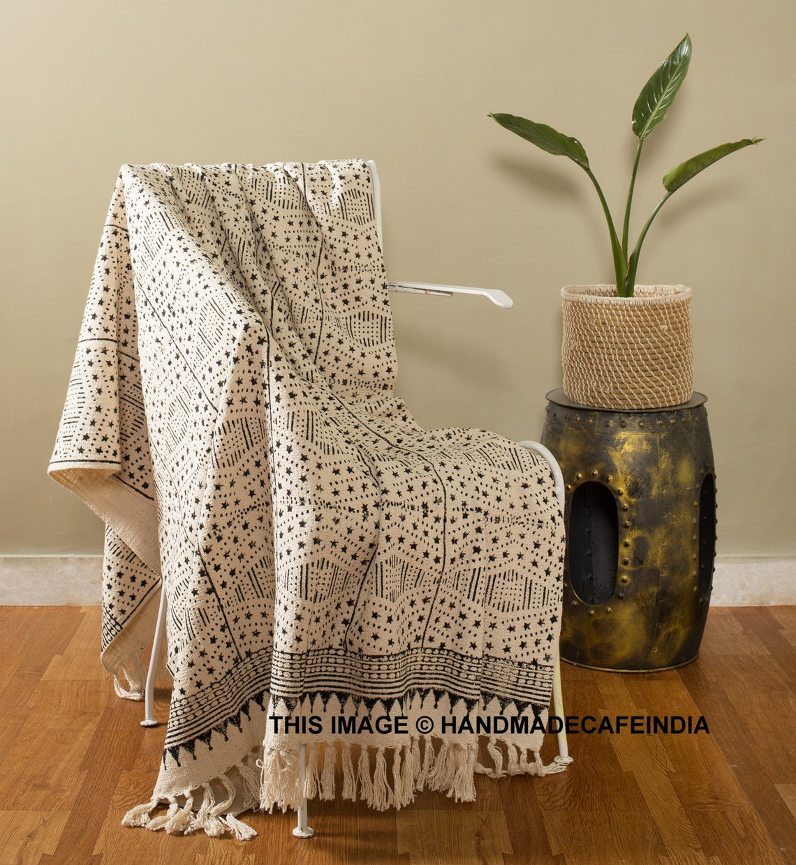 Tribal Print Handloom Cotton Throwindian Handmade Throwhand Etsy