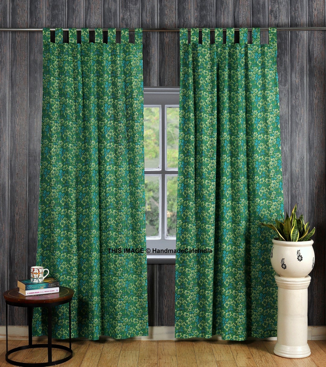 Indian Curtain Set Home Decorative Cotton Floral Curtain Etsy